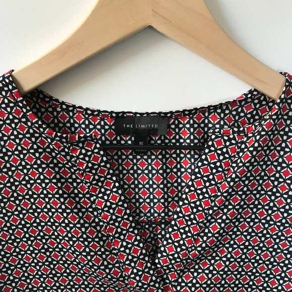 The Limited Red and Blue Blouse Split Neckline - Picture 2 of 7